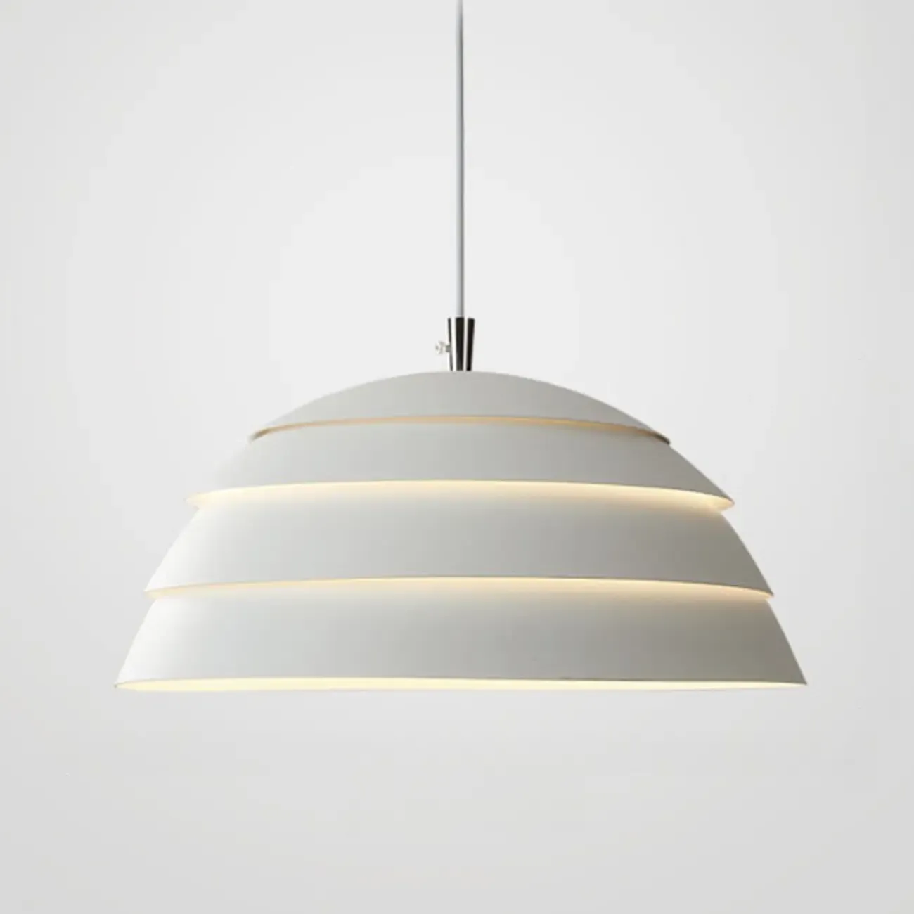 White Layered Iron Dome Kitchen Pendant Light