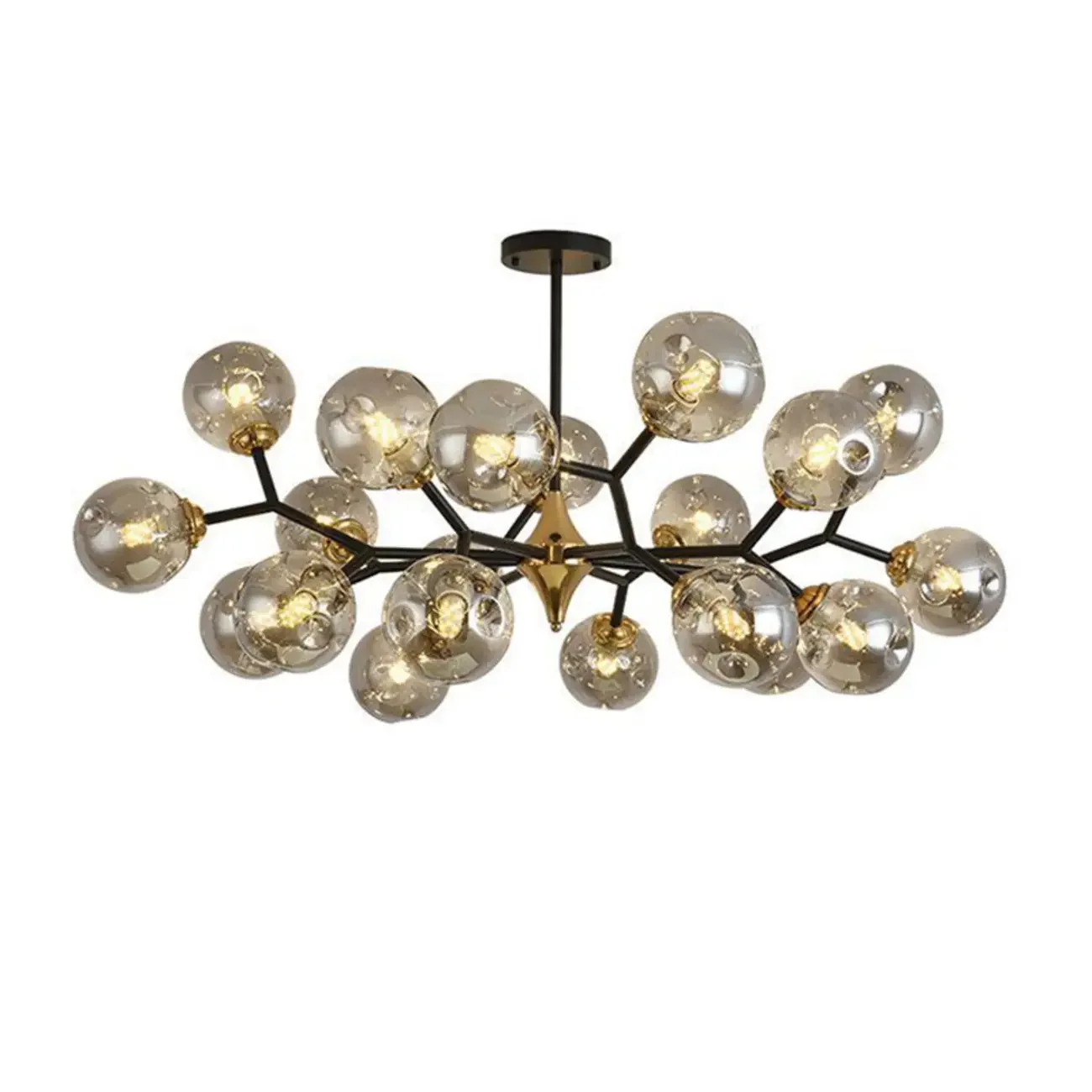Modern Black Gold Glass Sputnik Chandelier