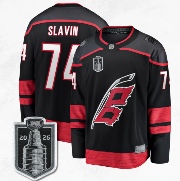 Carolina Hurricanes #74 Jaccob Slavin 2026 Stanley Cup Black Jersey