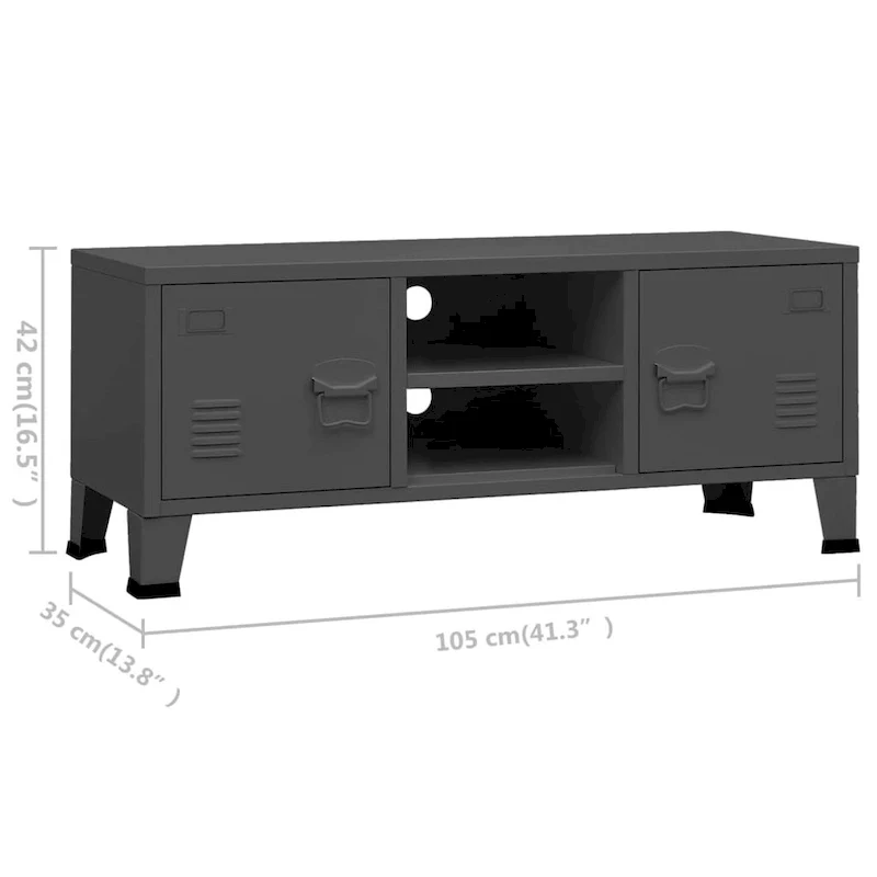 vidaXL TV Stand TV Console Sideboard TV Unit Home Media Unit Cupboard Metal - 41.3 x 13.8 x 16.5
