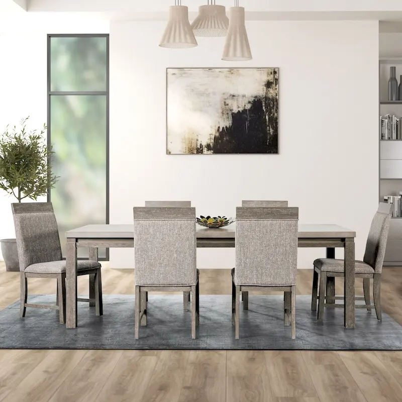 Furniture of America Cruz Transitional Grey 7-Piece Expandable Dining Table Set
