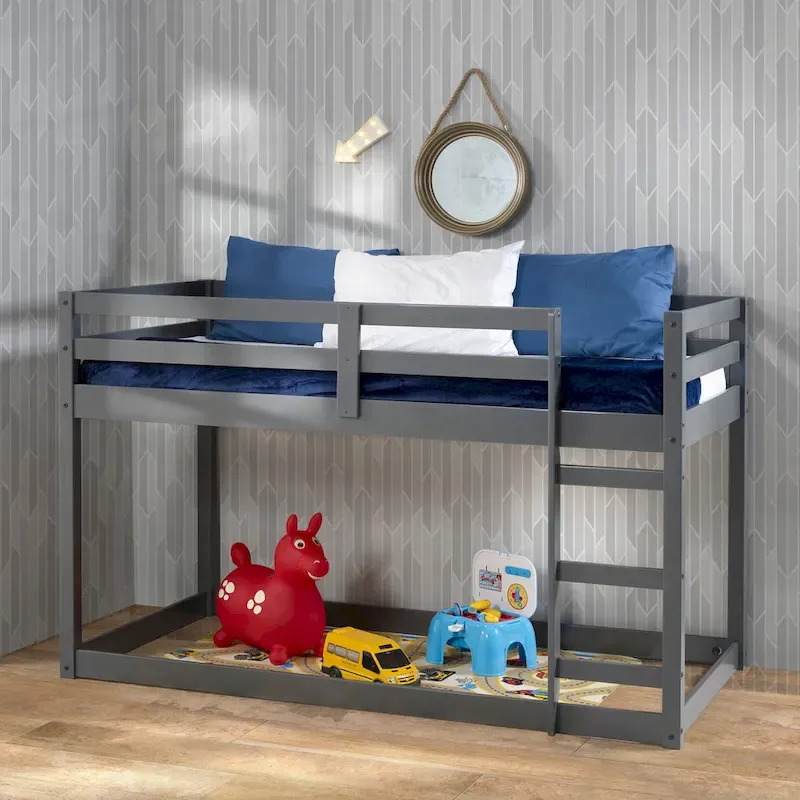 Twin Loft Bed with Slats and Guard Rail