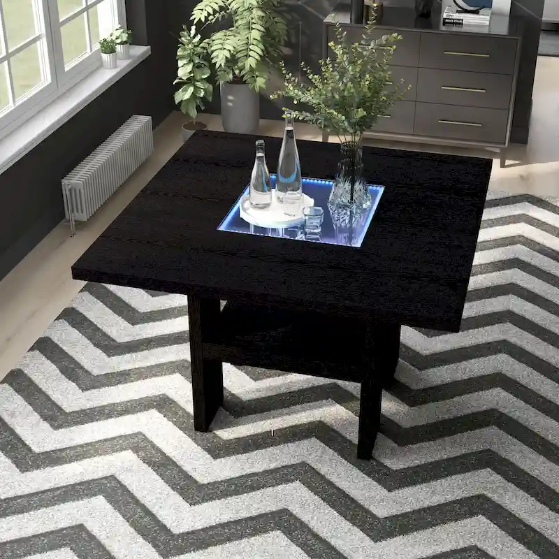 Strick & Bolton Lange 54-inch Square Light-up Counter Height Wood Dining Table