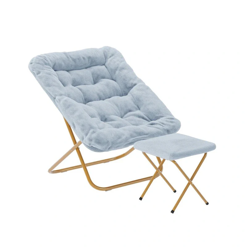 Folding Saucer Chair with Ottoman Set
