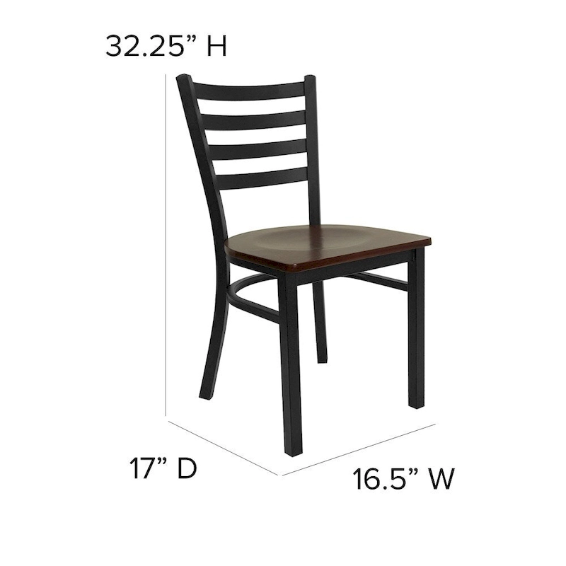 2 Pack Ladder Back Metal Restaurant Chair - 16.5