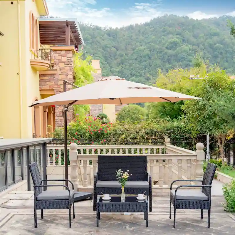 Sonoma 4 Piece Wicker all-weather Conversation Set with Cushions & Coffee Table