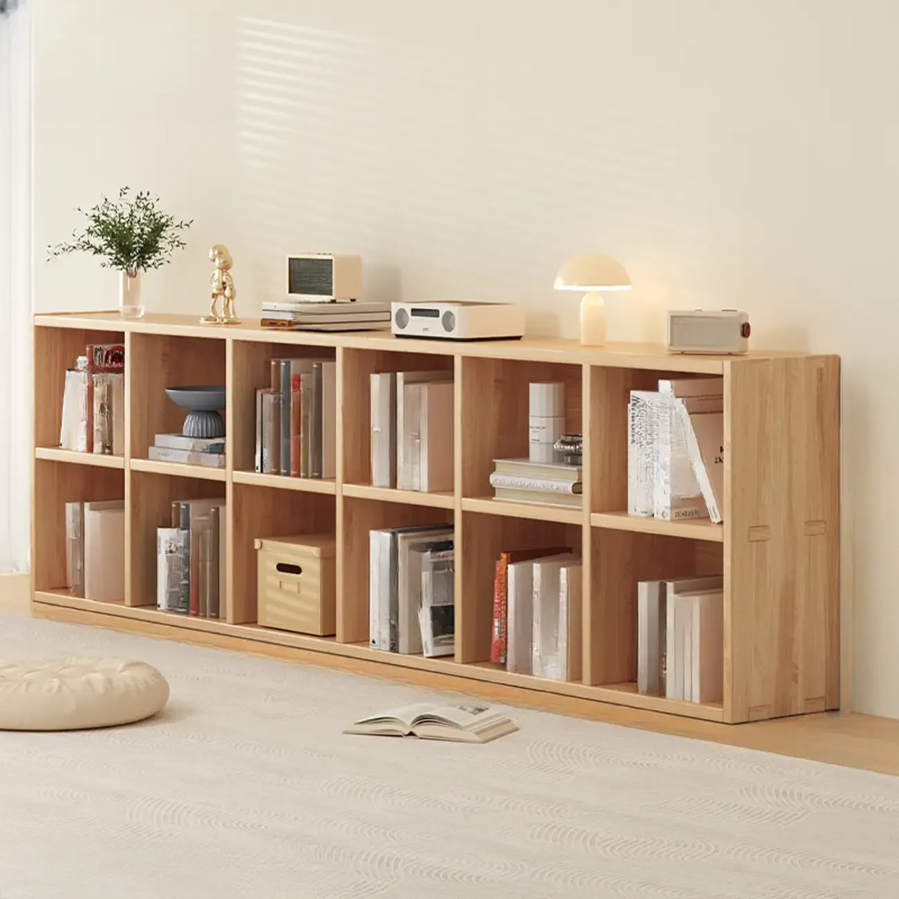 Modern Modular Rectangular Lateral Pine Wood Bookcase