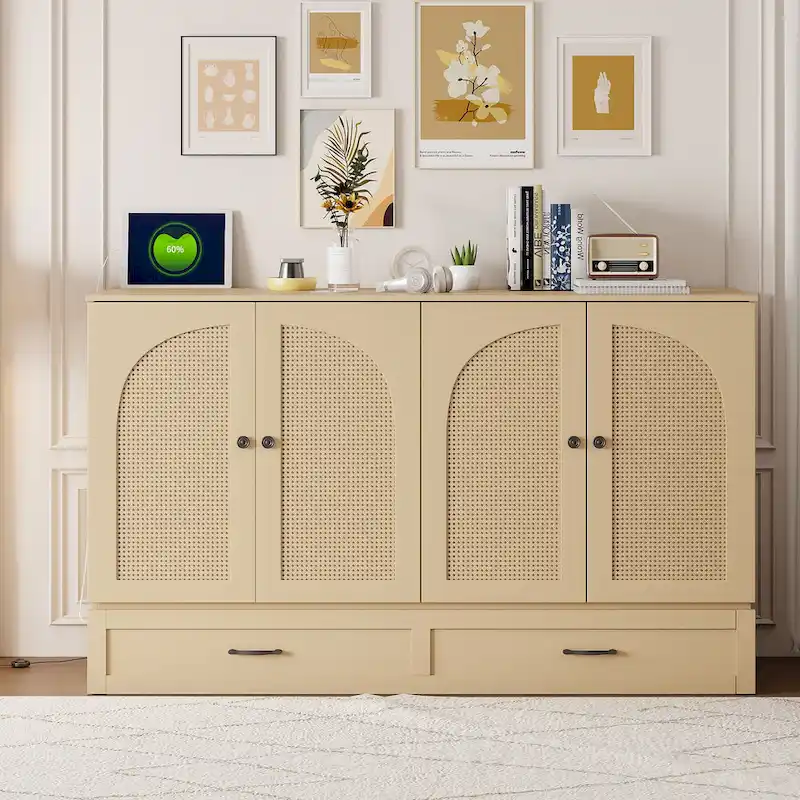 Queen Size Foldable Murphy Bed with Storage & USB Charging