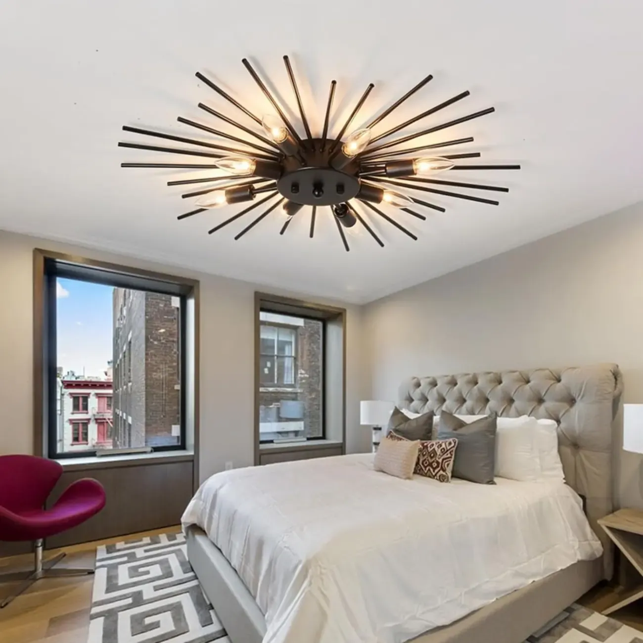 Gold Starburst Sputnik Flush Mount Ceiling Light