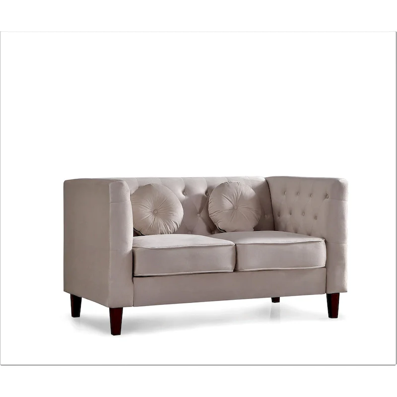 US PRIDE FURNITURE Velvet Classic Chesterfield Loveseat with Wood legs