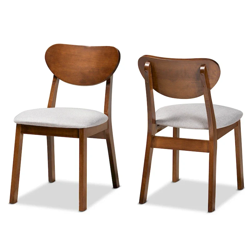 Grey / Beige Mid-Century Dining Chair, Set of 2