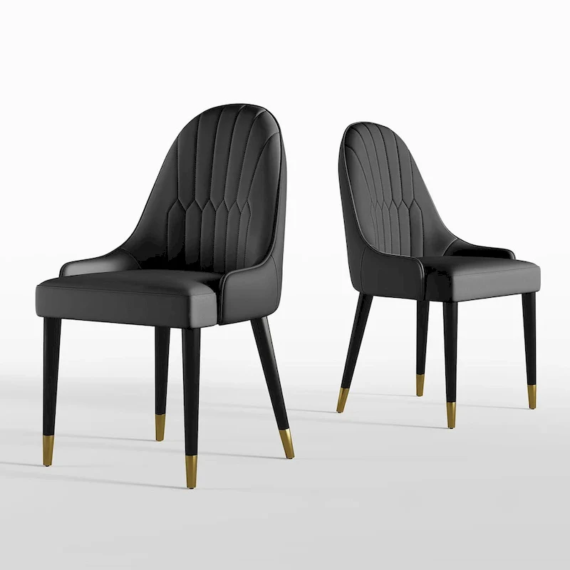 Dining Chair Modern Accent Chairs Faux Leather Side Chairs (Set of 4)