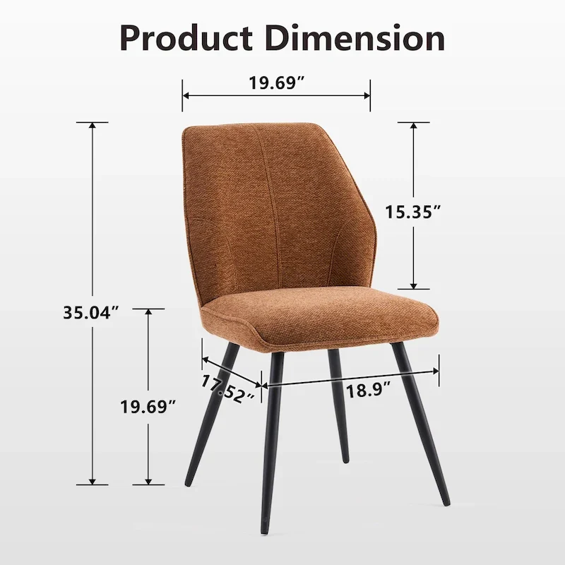 Mid Century Modern Armless Fabric Dining Room Chairs Set of 2