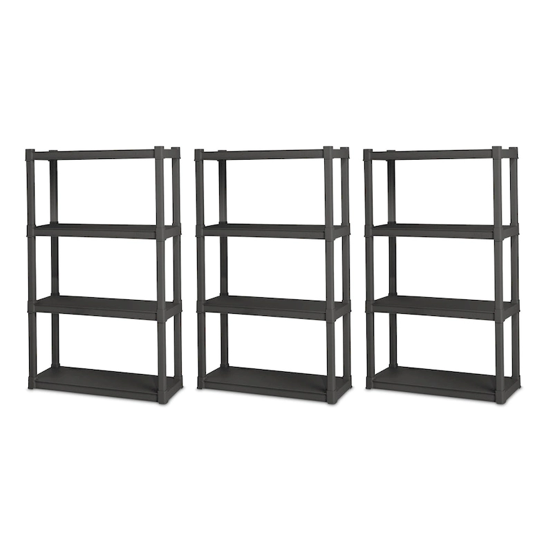 Sterilite Plastic Shelf Storage Organizing Unit with 4 Shelves, Gray, 3 Pack - 3-Pack