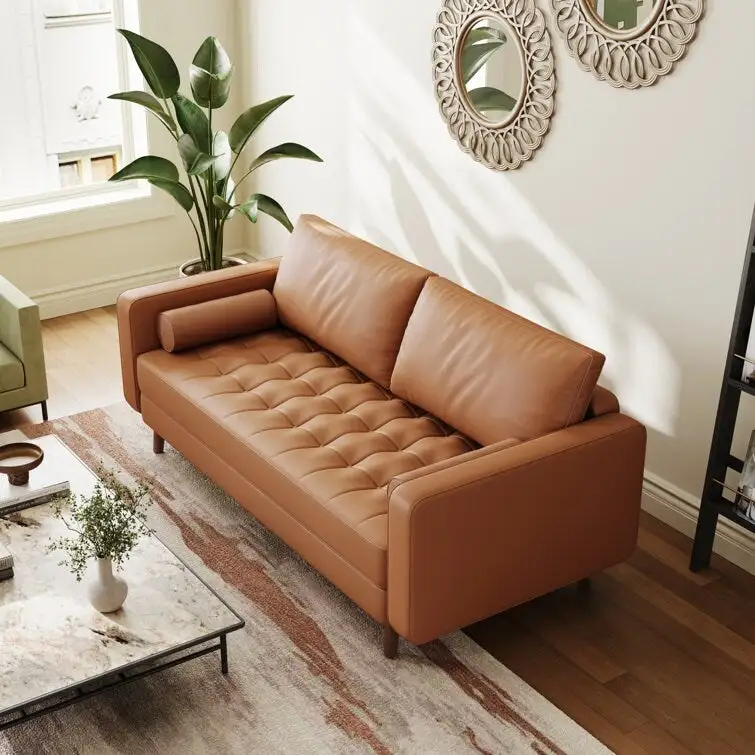 70  Upholstery Leather Square Arm Sofa