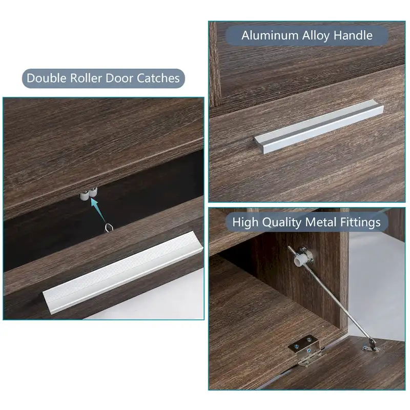 51  Modern LED TV Stand with Cabinet, 20 Minutes Quick Assembly - 51.18inch*13.78inch*17.72inch