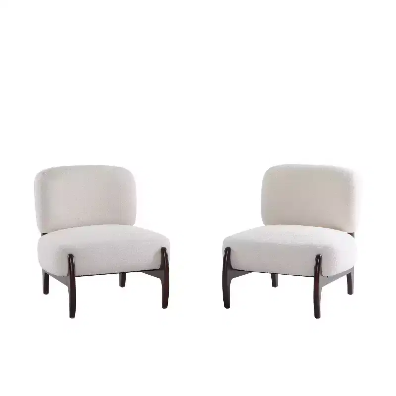 Christopher Knight Home Set of 2 Landon Modern Rubberwood Boucle Upholstered Accent Chairs