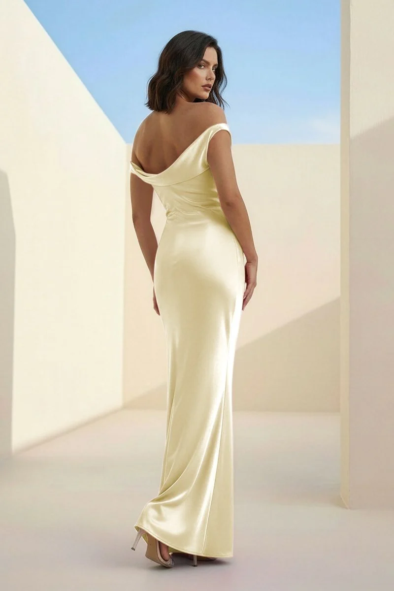 Fuchsia - One Shoulder Sheath Satin Long Prom Dresses