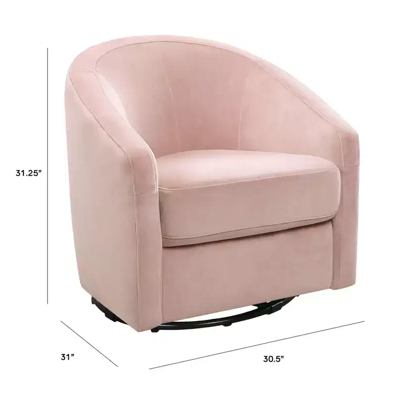 Swivel Glider Chair with 360° Rotation, Upholstered Seat, 30.5