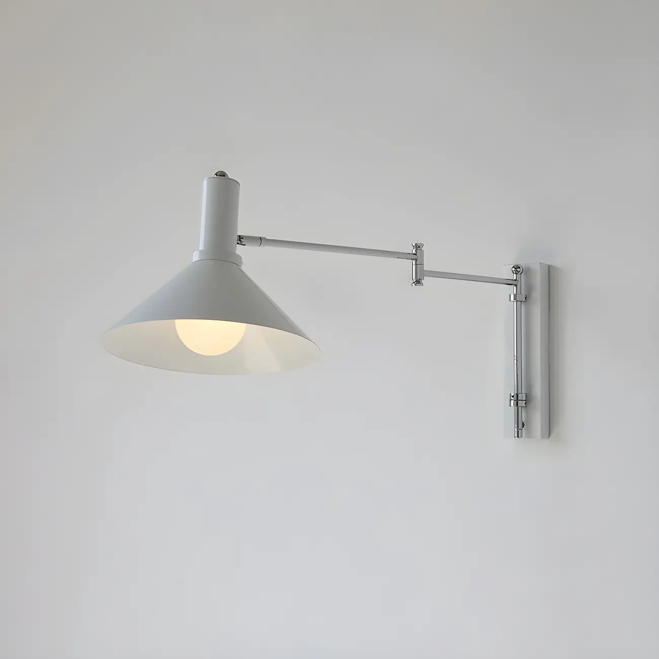 Metal Swing Arm Wall Light with Iron Shade