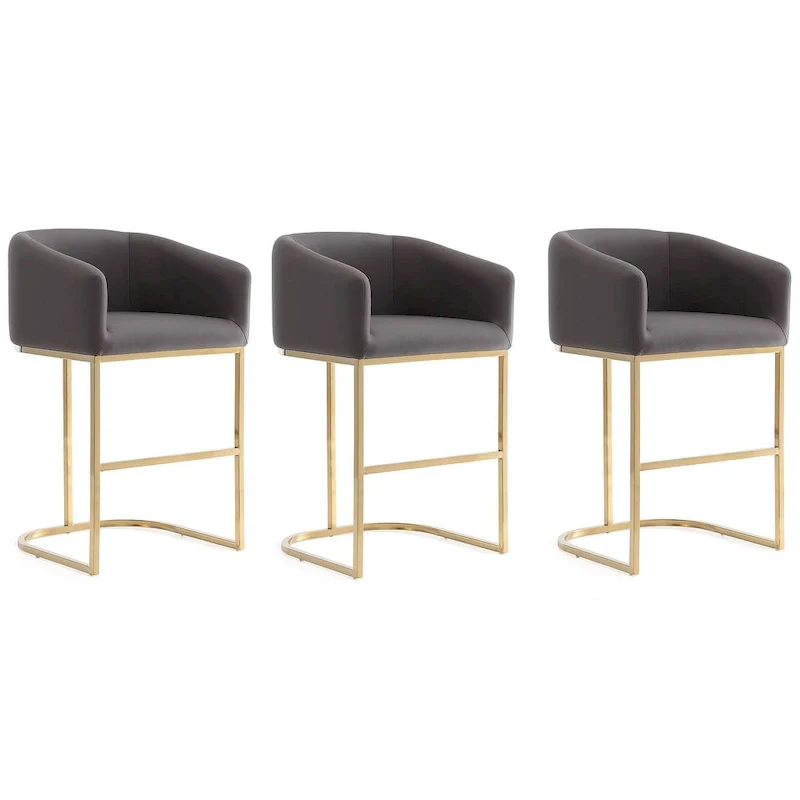 36 in. Titanium Gold Stainless Steel Counter Height Bar Stool (Set of 3)