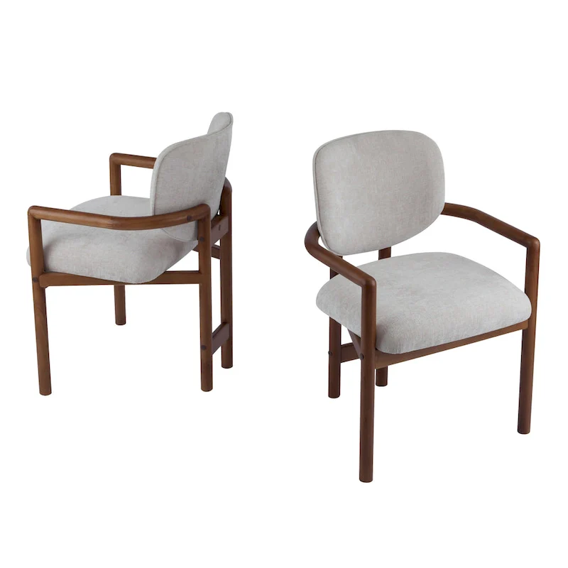 Upholstered Dining Chairs Set of 2, Side Chairs with Rubber Wood Legs, 300 LBS Weight Capacity