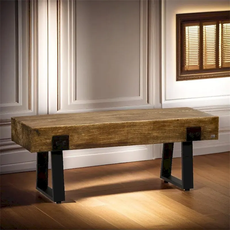 Garden Bench with Metal Legs