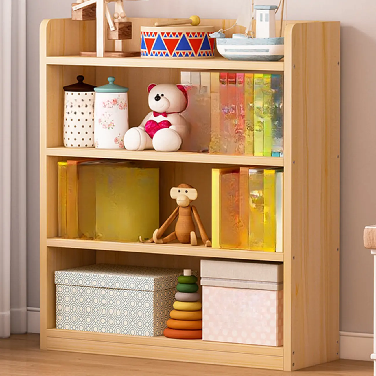 Solid Wood 5-Tier Display Open Shelving Unit Bookcase