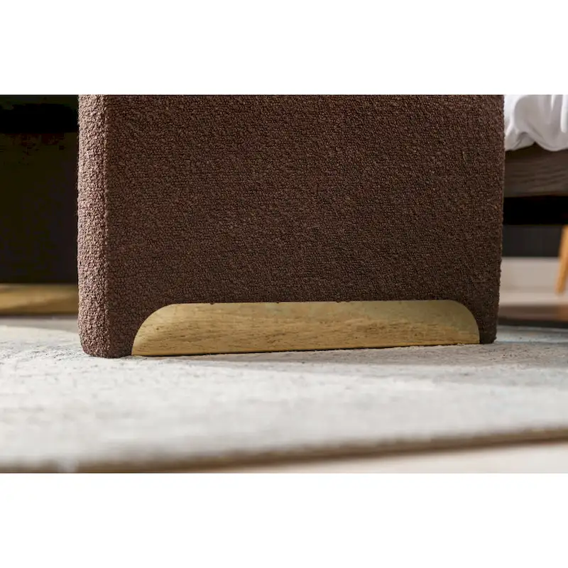 Modern New Boucle Fabric Loveseat Ottoman Footstool Bedroom Bench Shoe Bench With Gold Metal Legs