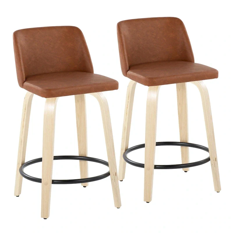 Carson Carrington Vallberga 24 Counter Stool with Natural Wood Base (Set of 2)
