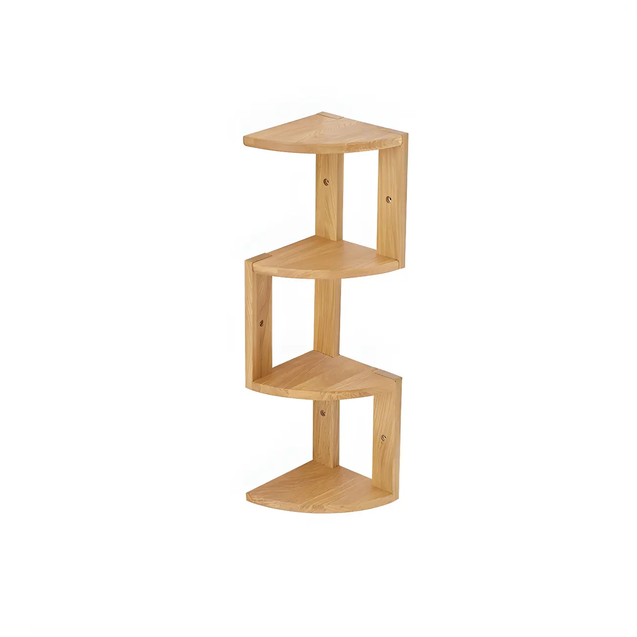 Floating Oak Corner Bookshelves Narrow 4 Shelf