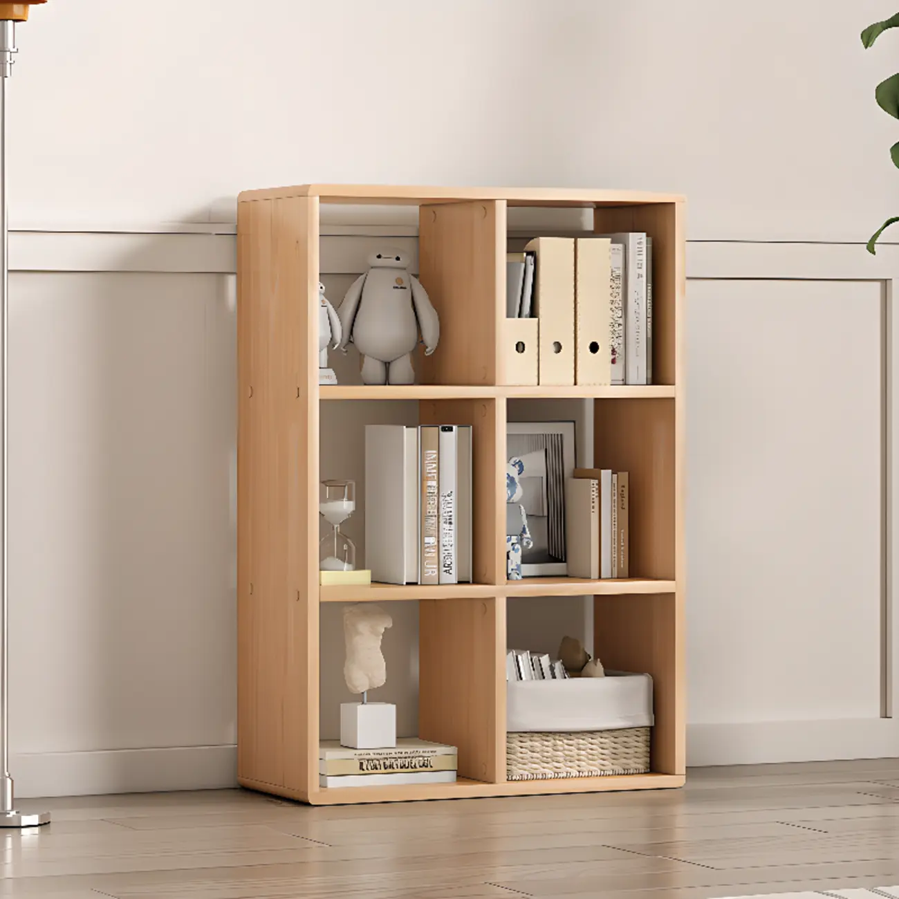 Modern Natural Wood Open Back Cube Storage Bookcase
