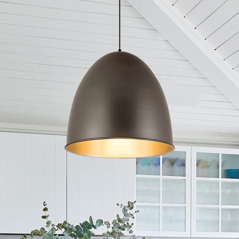 1-light Antique Silver Metal Industrial Farmhouse Dome Pendant Light - 17.7 in.