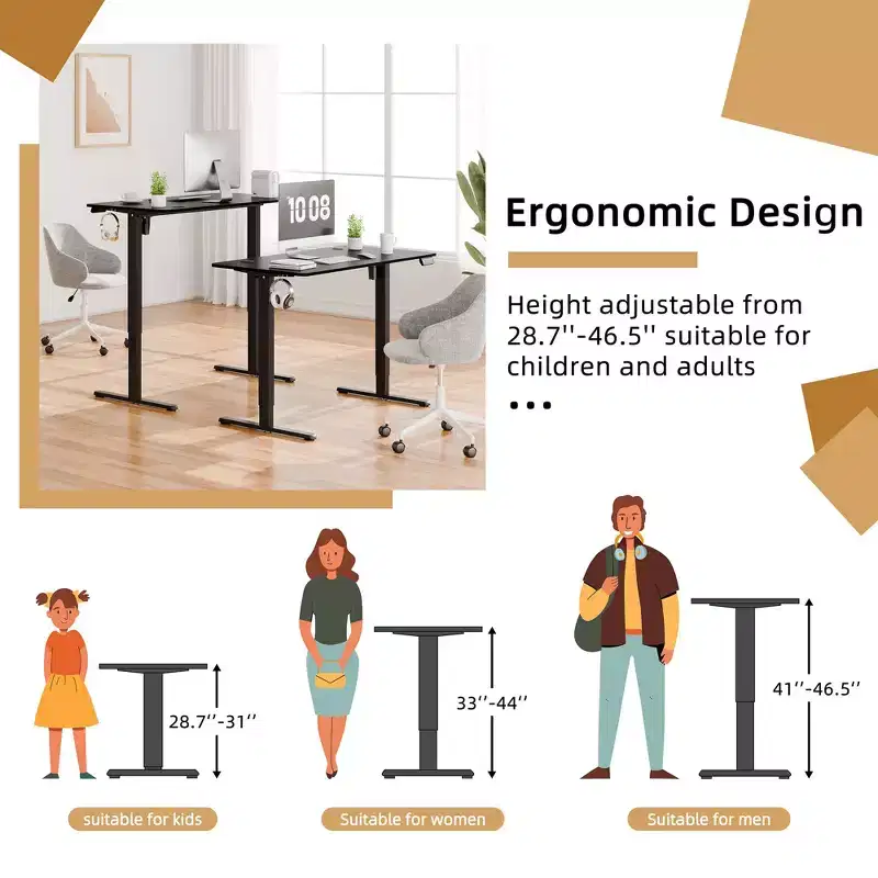 Celebalcony 40'' Adjustable Height Standing Office Desk, Computer Workstation PC Work Table with 2 Memory Preset Buttons