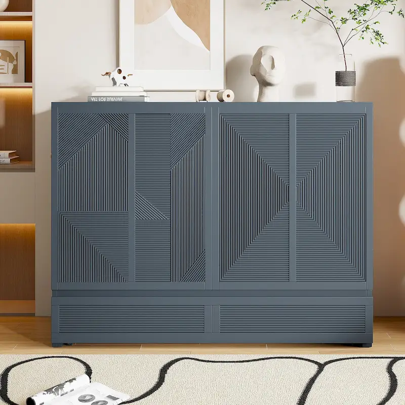 Foldable Murphy Cabinet Bed with Drawer and USB Ports – Grey / White, Full / Queen, 1–2 Person