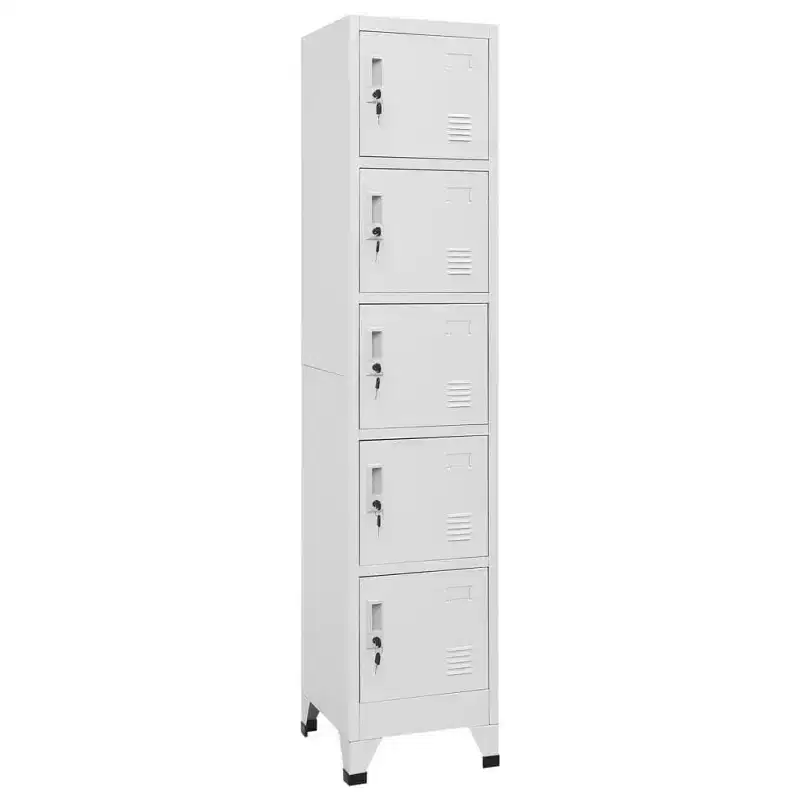 vidaXL Locker Cabinet Light Grey Steel Medium Locker Cabinet
