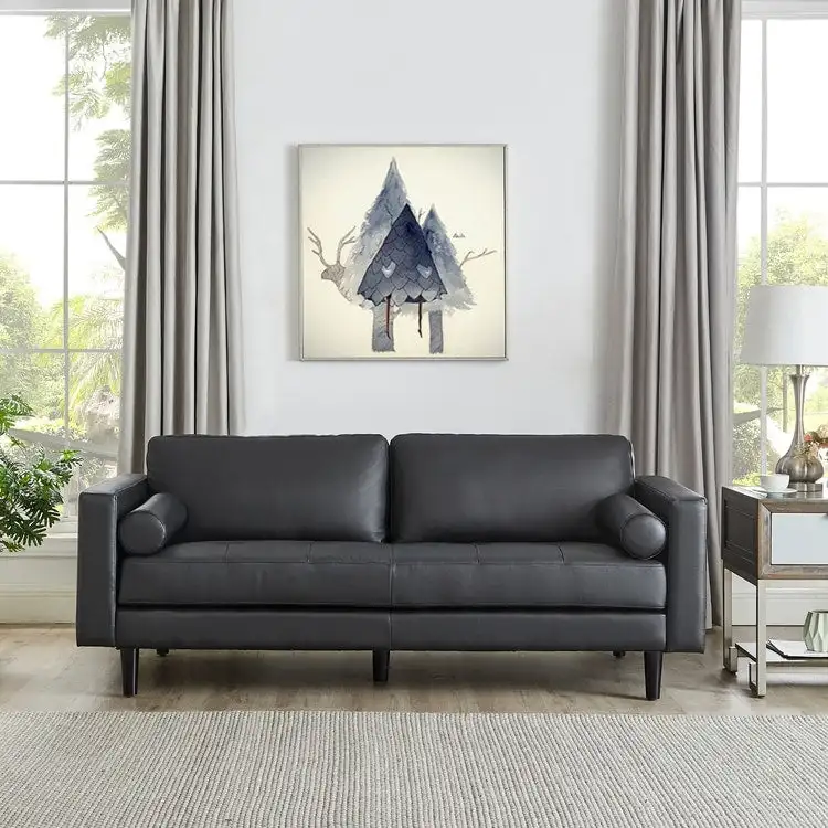 Genuine Mid-Century Leather Sofa