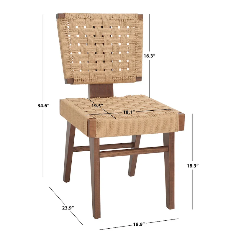 Woven Dining Chair Set of 2 - Natural Rattan Armless