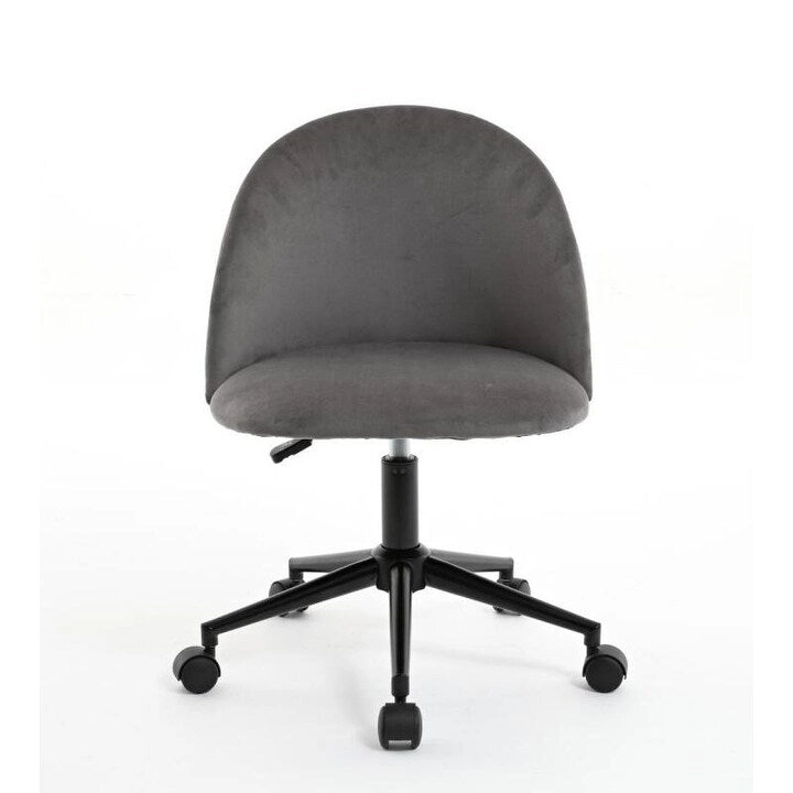 Boucle Office Chair Desk Chair, Mid-Back Adjustable Swivel Computer Chair with Black Legs, Upholstered Desk Chair with Wheels