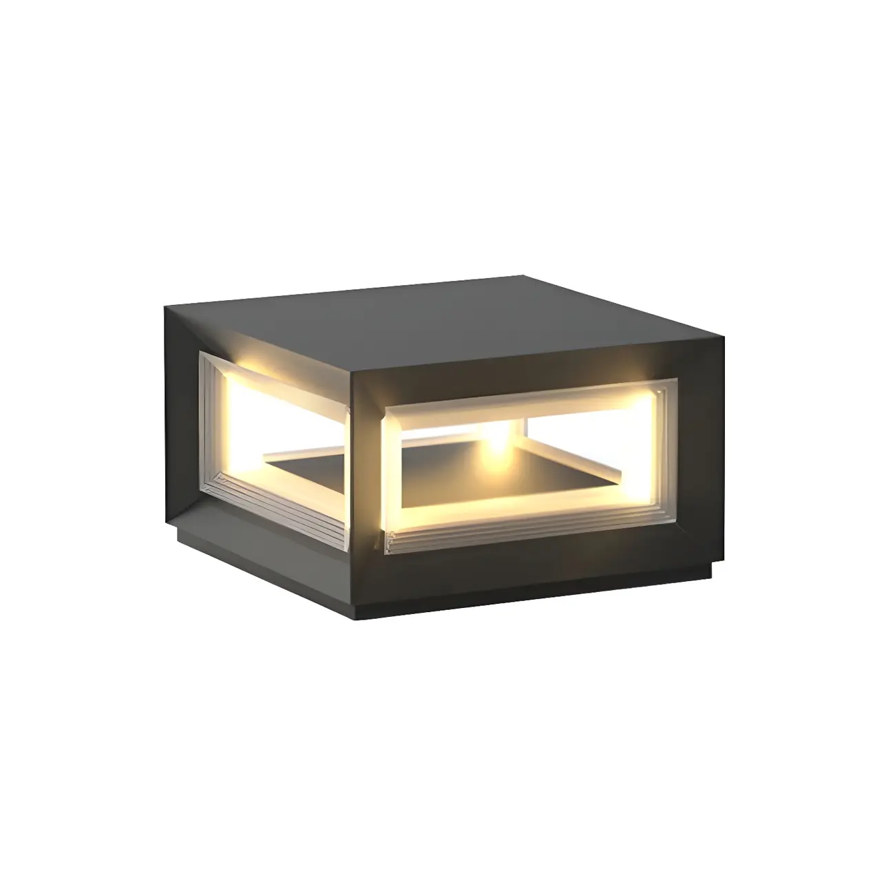Modern Metal Black Geometric LED Post Cap Light