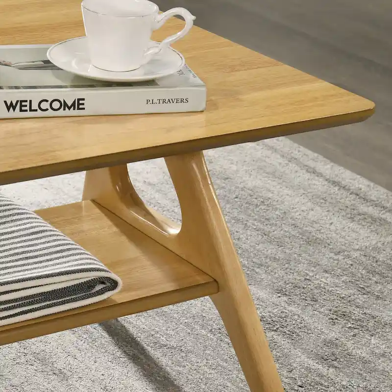 Mid-Century Modern Wood 3-Piece Coffee Table Set