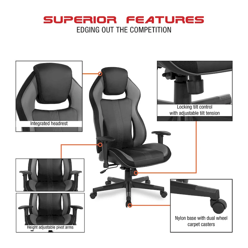 BOA II Gaming Chair in Bonded Leather with Color Accents