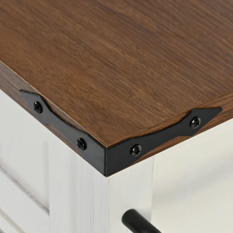 Farmhouse Kitchen Island Cart with Wheels, Power Outlet