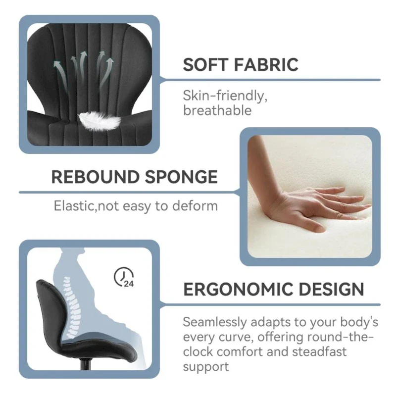 Modern Fabric Bar Stool with Iron Frame - 2 Pack