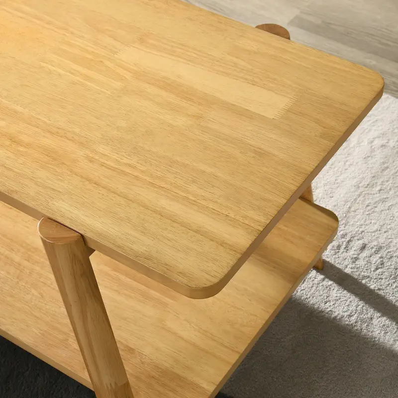 Roundhill Furniture Metz Mid-Century Wood Shelf 3-Piece Coffee Table Set