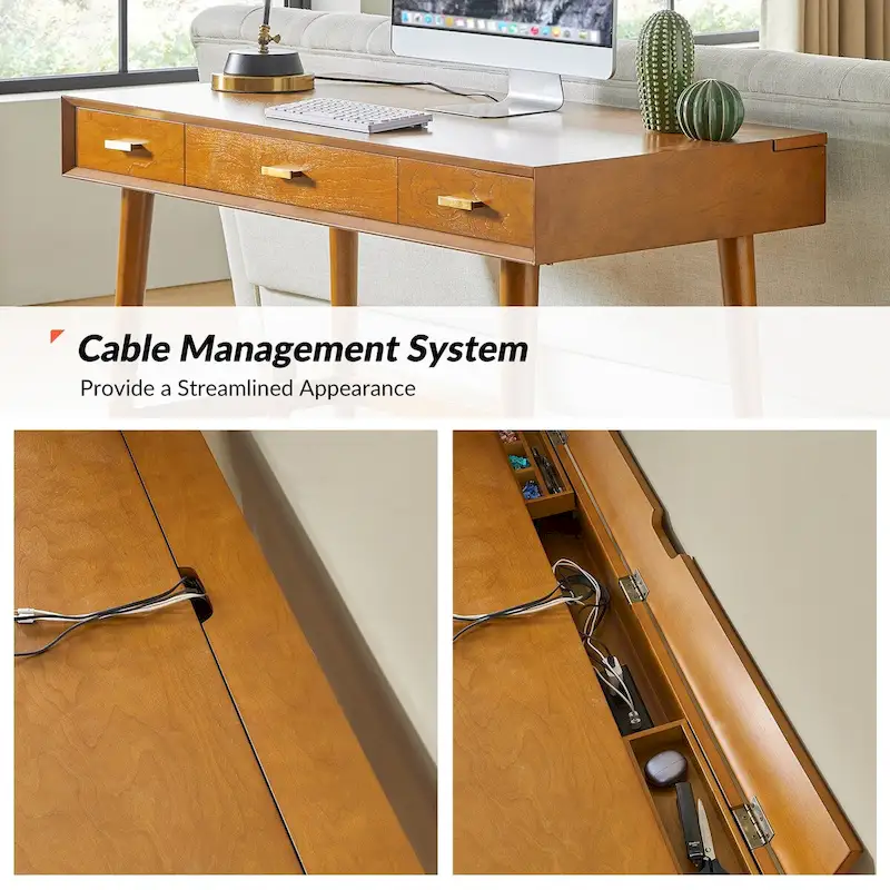 Erich Mid Century Modern 48 Computer Desk with USB by HULALA HOME