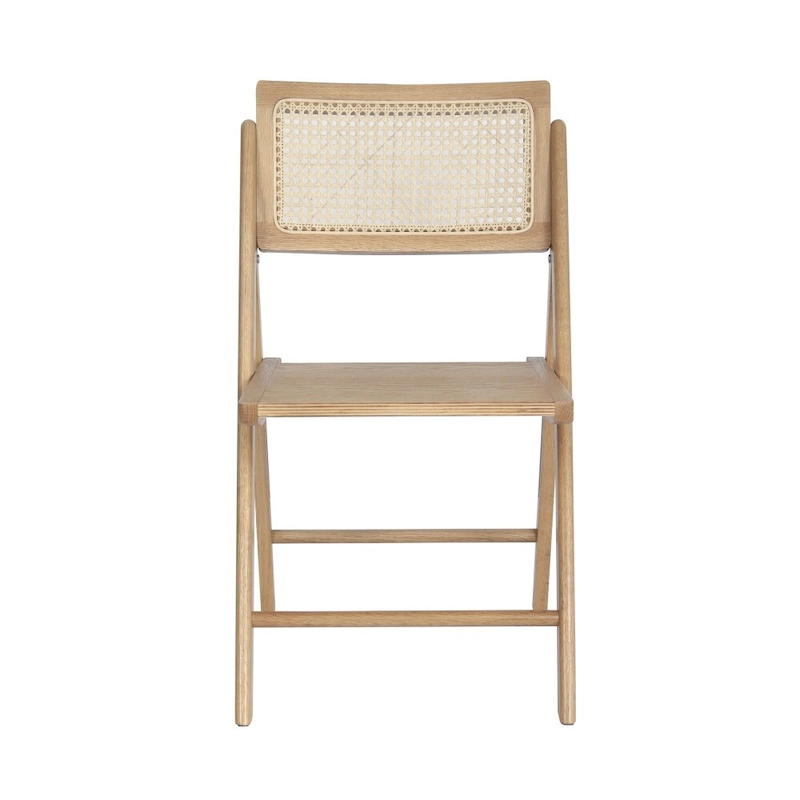 Folding Armless Cane Rattan Chairs with Breathable Woven Backrests - 2 Pack