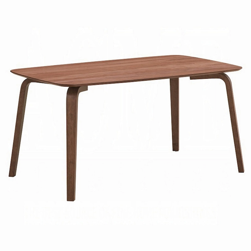 Kinni Dining Table, Walnut Brown Wood, Bent Legs, Rectangular 59 Inch