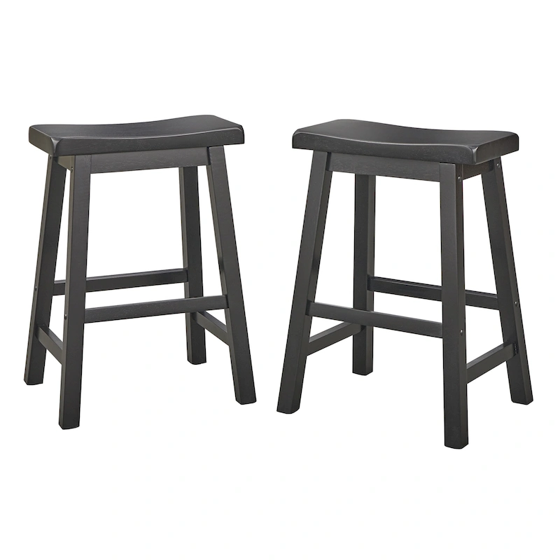 Simple Living Jalen Solid Wood 24-inch Saddle Stool (Set of 2)