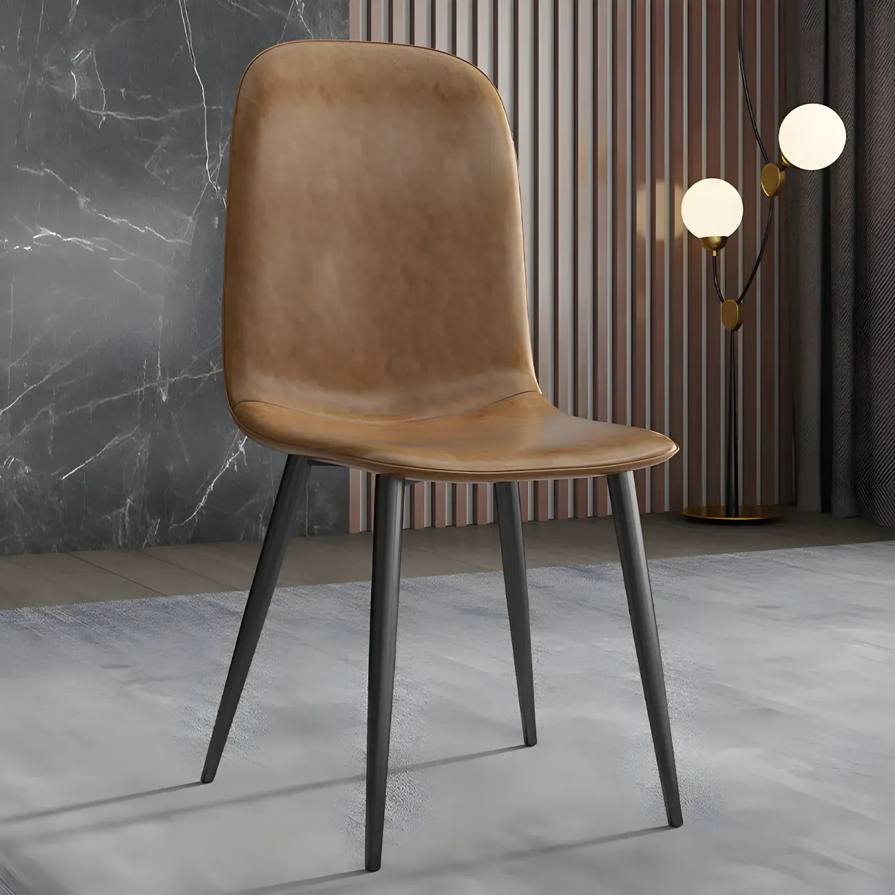 Industrial Armless Faux Leather Low Back Dining Chair